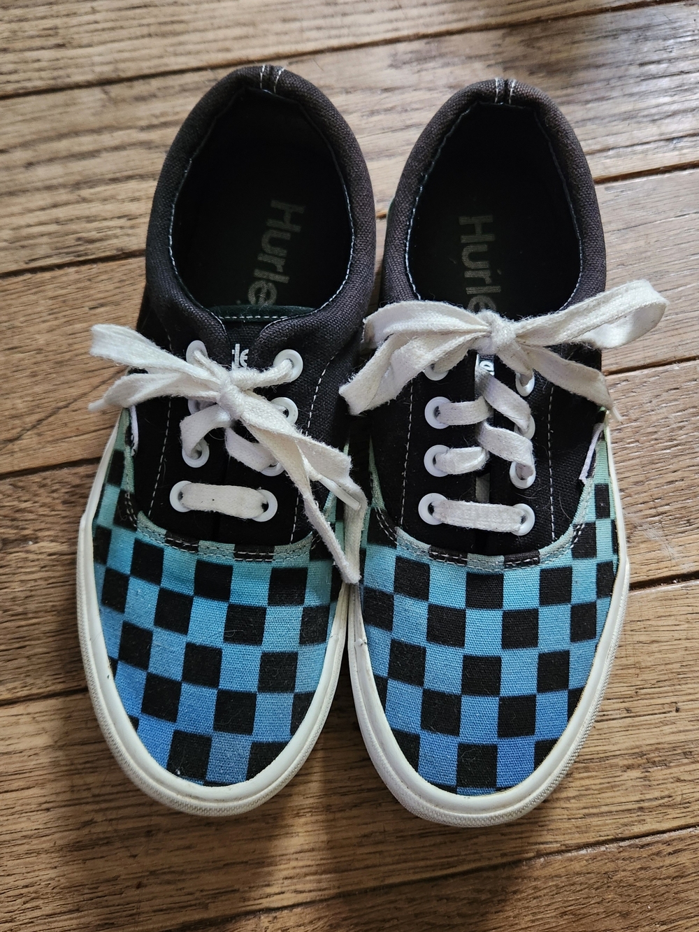 Hurley Kids Checkerboard Lace-Up Sneakers - Black & Blue Size 4